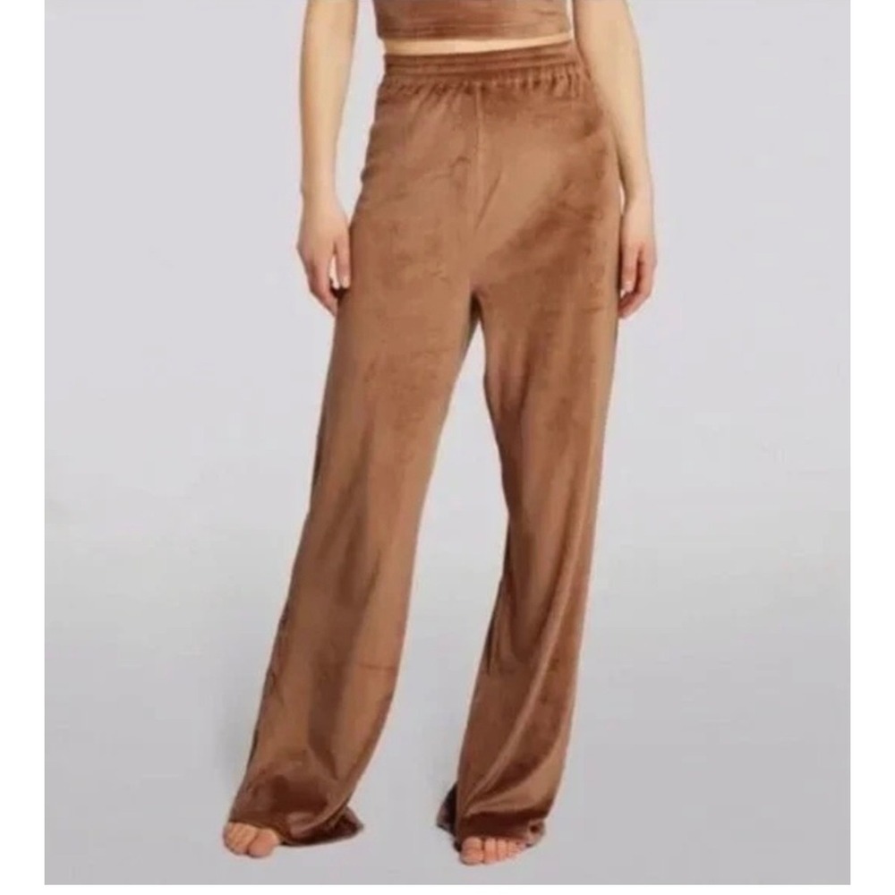 Skims Velour Wide Leg Sleep Pants Camel Brown Lounge Trousers Size M